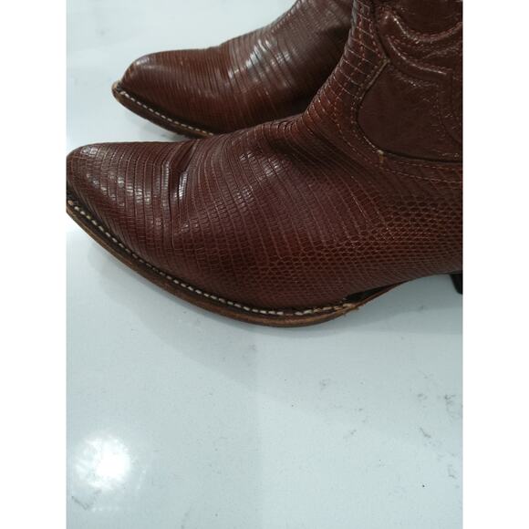 Mens Western Reptile skin cowboy boots SZ 10 brown Point toe made USA Los Altos - Picture 4 of 12